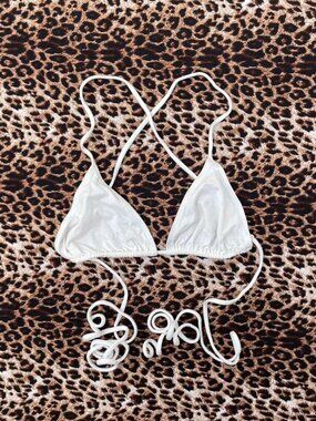 y2k white triangle string bikini top